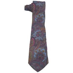 Robert Talbott Best of Class‎ Paisley Wool Tie XL 66.5" X 3.5" Italy Vintage